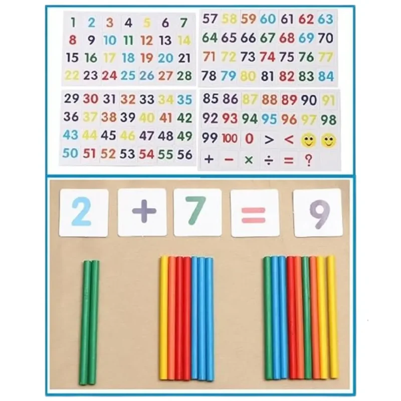 Boulier bois éducatif avec cartes et bâtonnets Montessori - Woodikids™