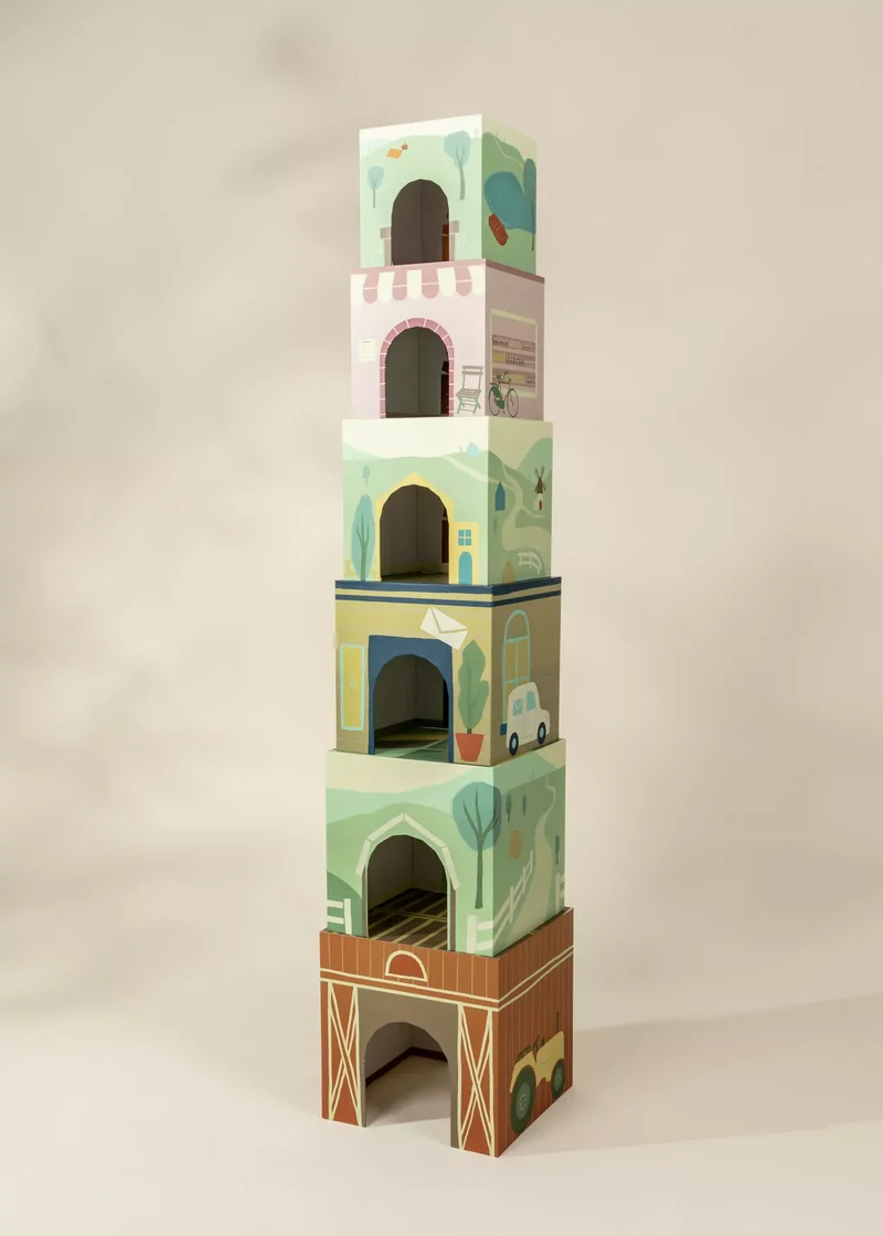 Set of 6 Oversized Stacking Boxes -The Countryside