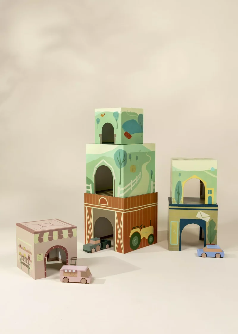 Set of 6 Oversized Stacking Boxes -The Countryside