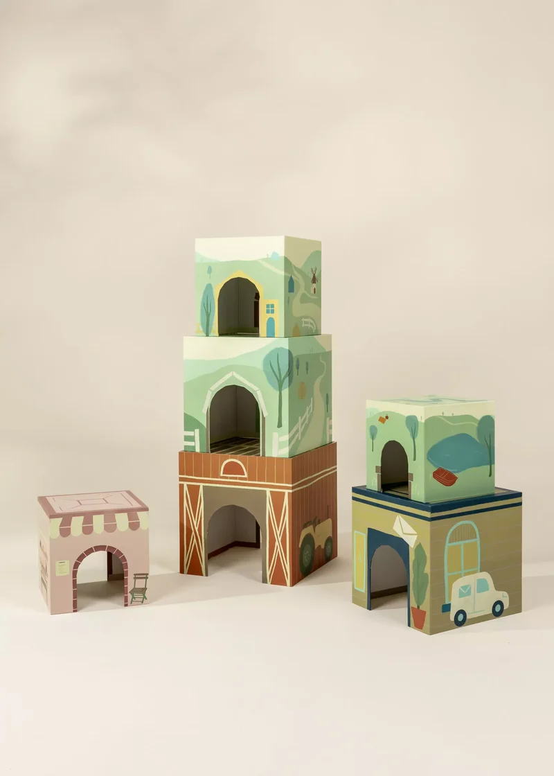 Set of 6 Oversized Stacking Boxes -The Countryside