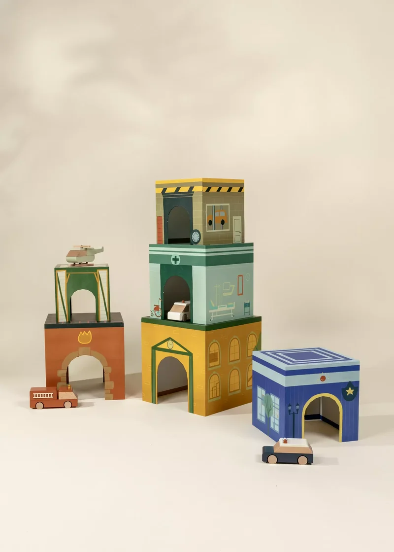 Set of 6 Oversized Stacking Boxes - The Buildings