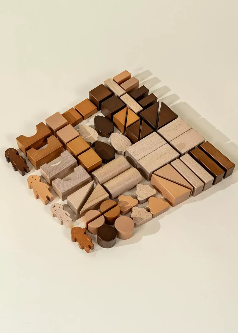 Premium Wooden Construction Blocks Set - 56pcs