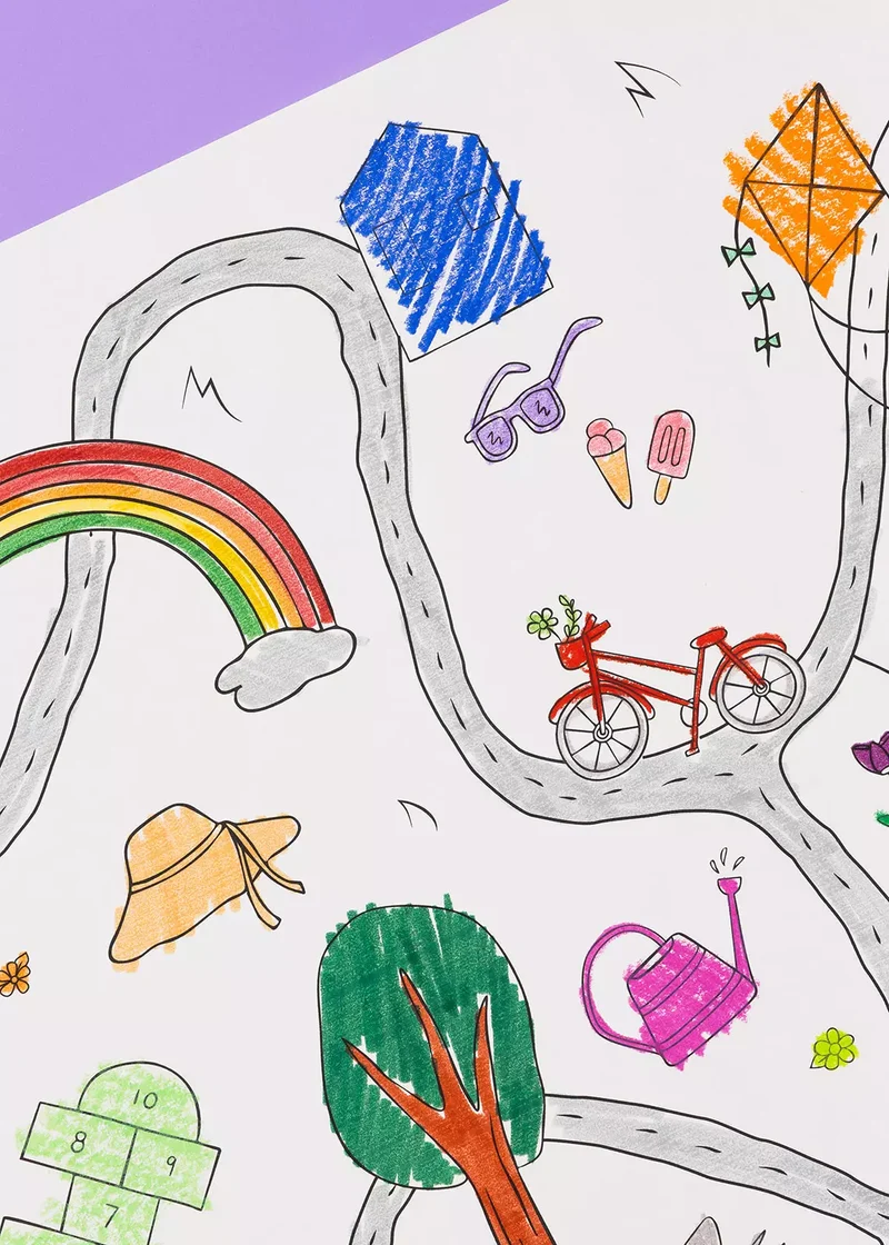 Detachable Seasons Sticky Coloring Poster Roll - 6 sheets
