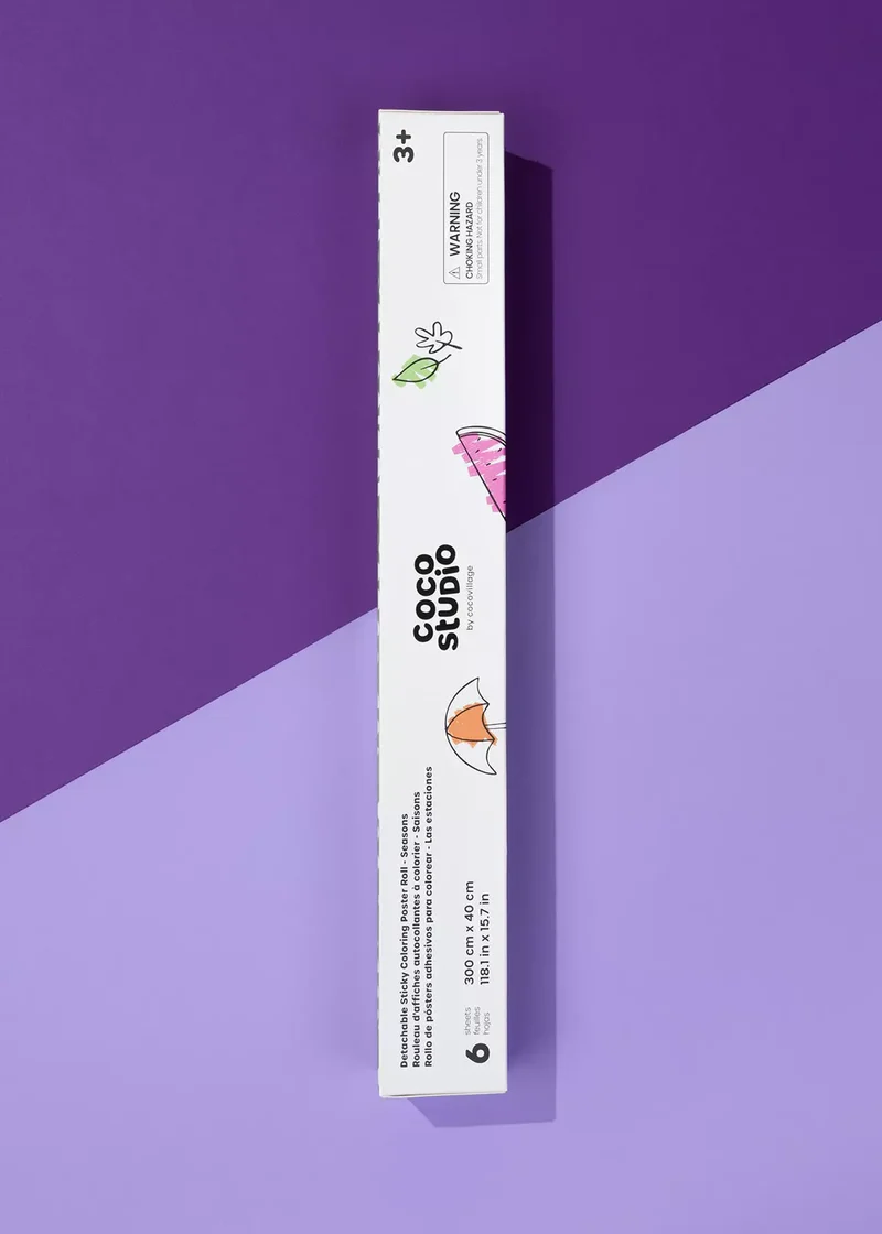 Detachable Seasons Sticky Coloring Poster Roll - 6 sheets