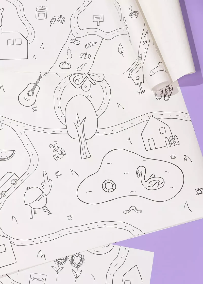 Detachable Seasons Sticky Coloring Poster Roll - 6 sheets