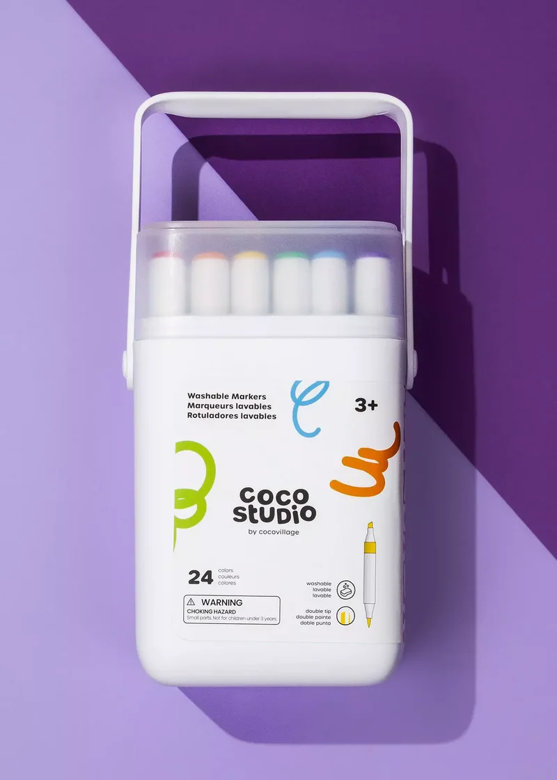 Washable Dual Tip Markers Set - 24 colors