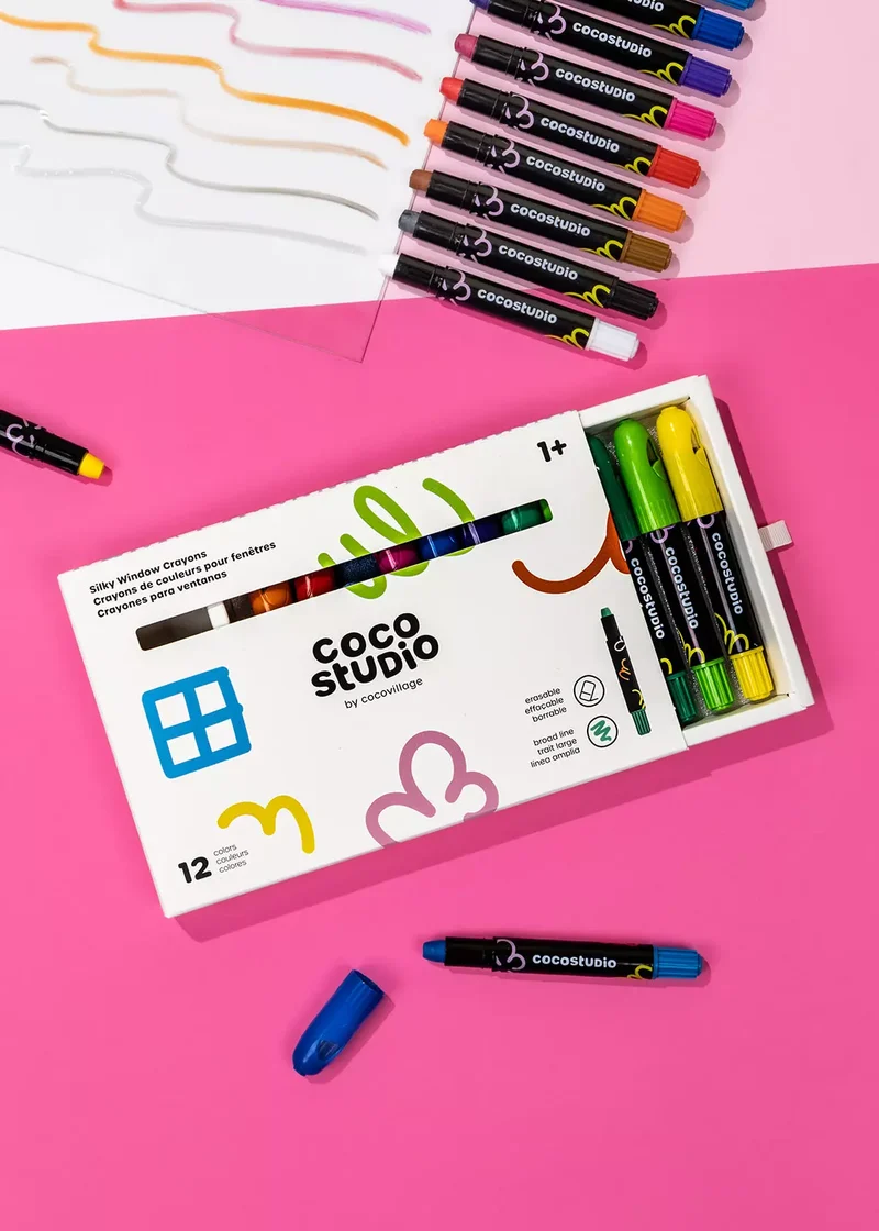 Erasable Silky Window Crayons - 12 colors