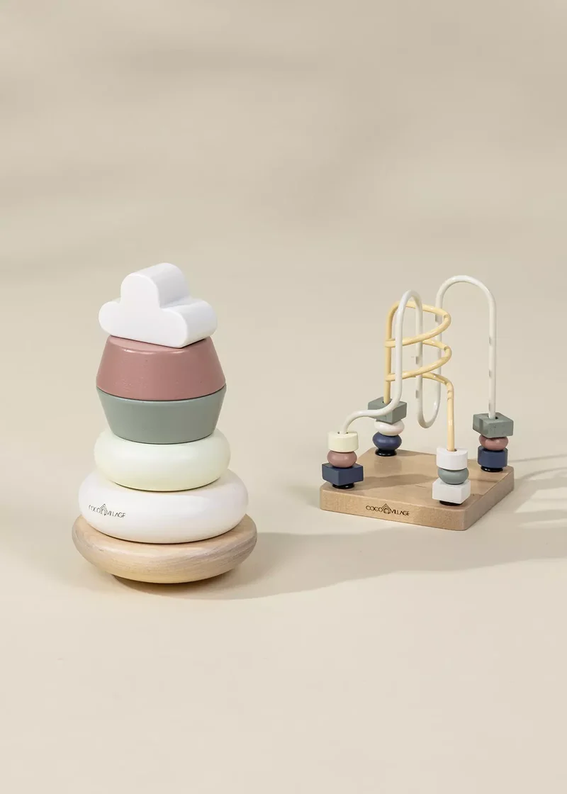 Wooden Baby Toy Gifting Set Stacking Rings & Bead Maze