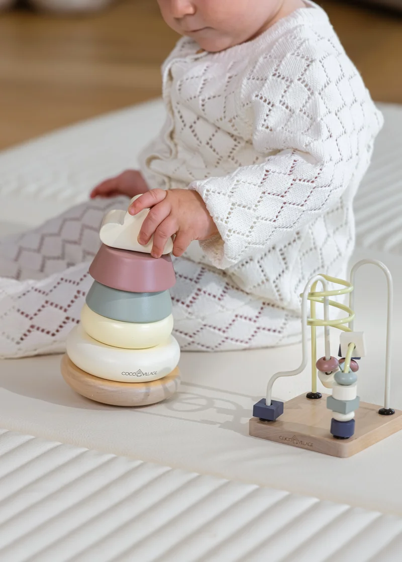 Wooden Baby Toy Gifting Set Stacking Rings & Bead Maze