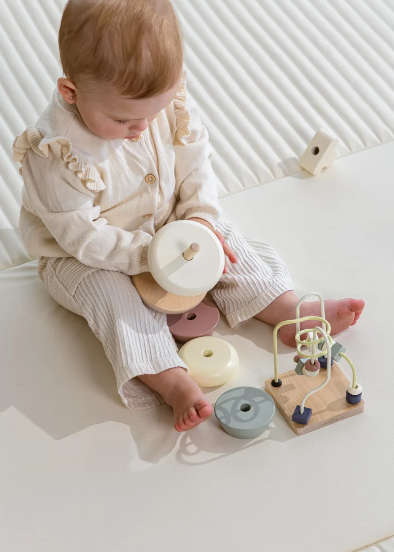 Wooden Baby Toy Gifting Set Stacking Rings & Bead Maze