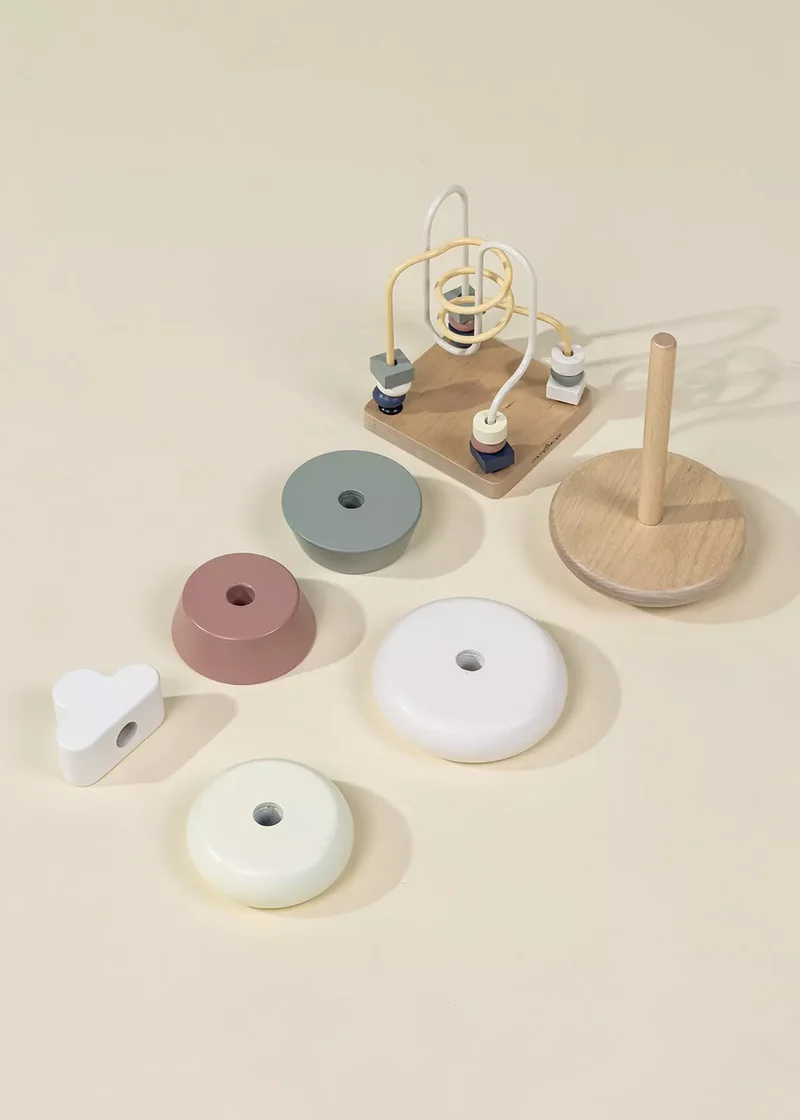 Wooden Baby Toy Gifting Set Stacking Rings & Bead Maze