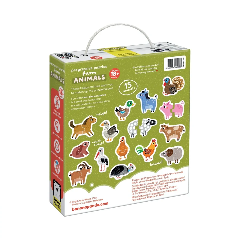 Puzzle bébé animaux de la ferme - 18 mois +