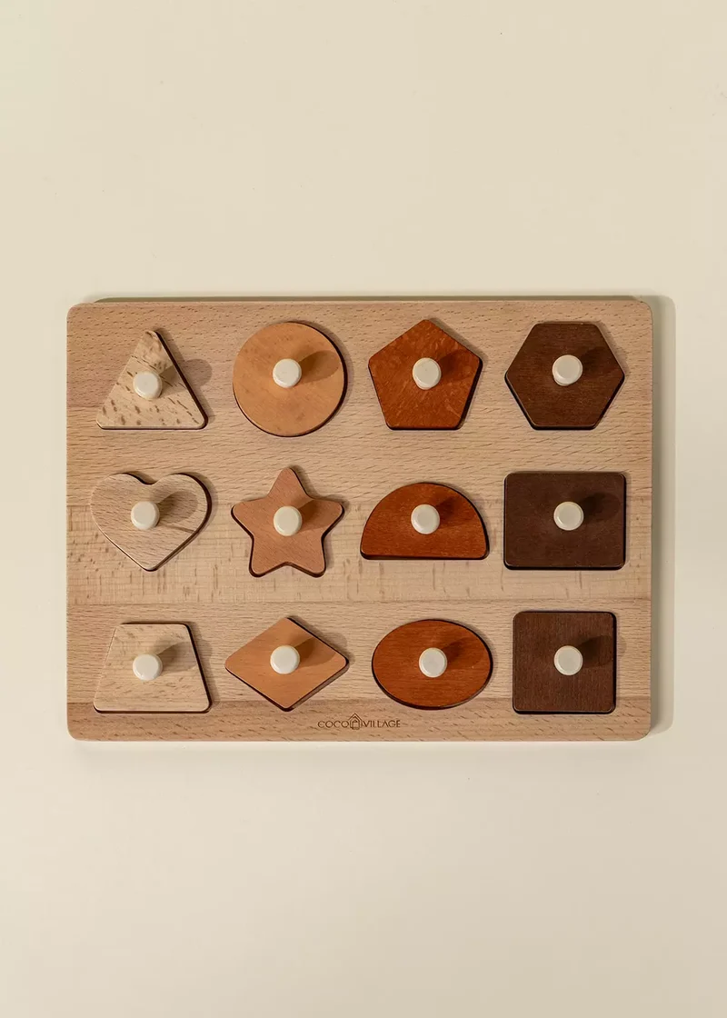 Wooden Shapes Learning Set - 12 pcs