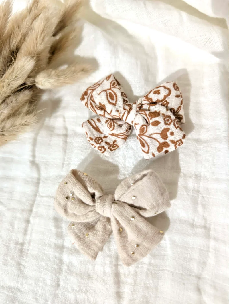 Barrettes noeud | Fleurs & pois