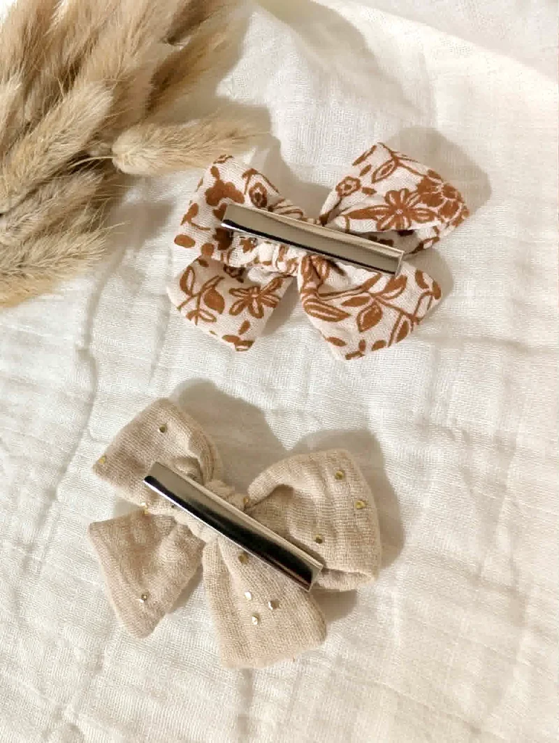 Barrettes noeud | Fleurs & pois