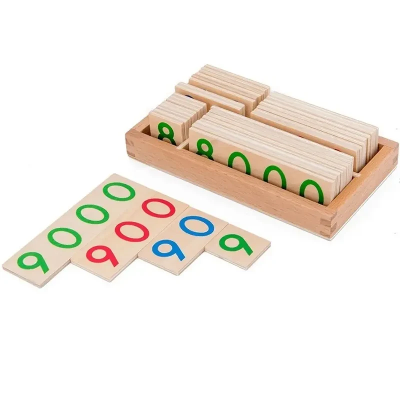 Jeu de cartes en bois Montessori 1-9000 - ChiffresEnBois™