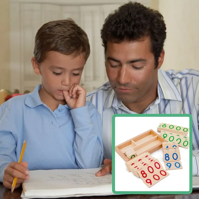 Jeu de cartes en bois Montessori 1-9000 - ChiffresEnBois™