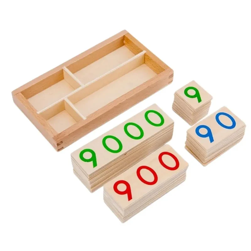Jeu de cartes en bois Montessori 1-9000 - ChiffresEnBois™