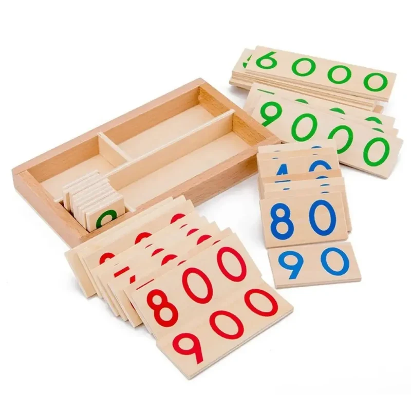 Jeu de cartes en bois Montessori 1-9000 - ChiffresEnBois™