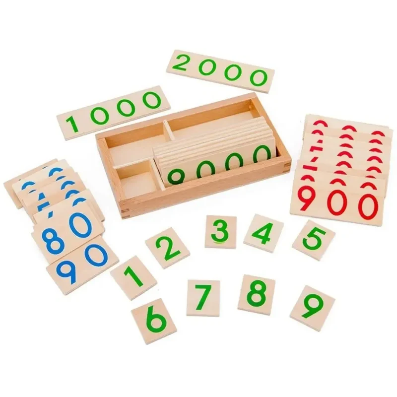 Jeu de cartes en bois Montessori 1-9000 - ChiffresEnBois™