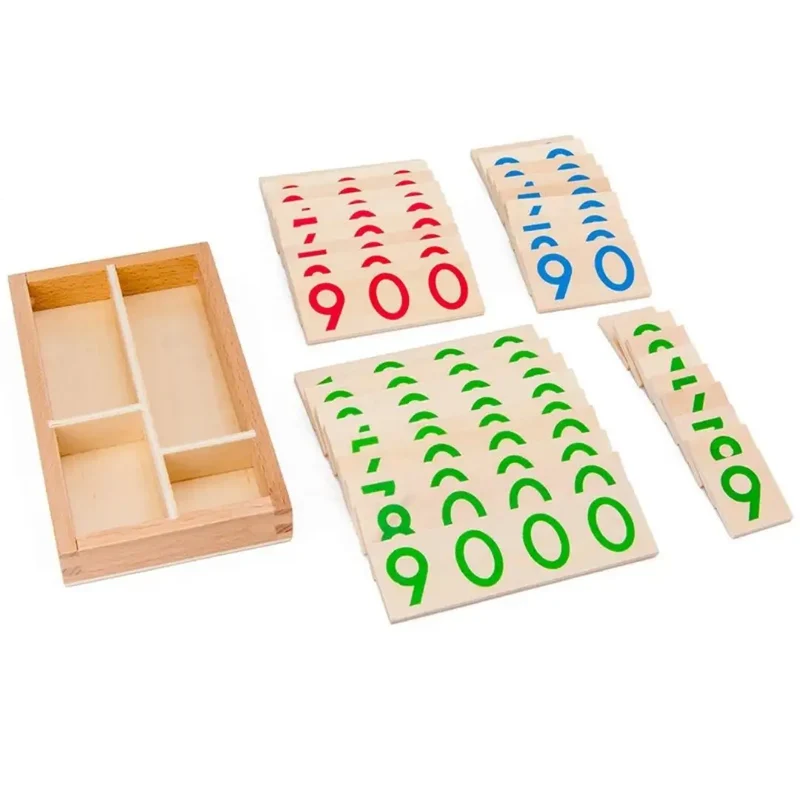 Jeu de cartes en bois Montessori 1-9000 - ChiffresEnBois™