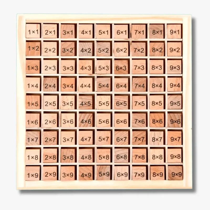 Table de multiplication Montessori en bois naturel - EduMath™