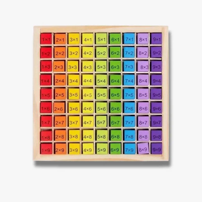Table de multiplication Montessori en bois colorée - EduMath™