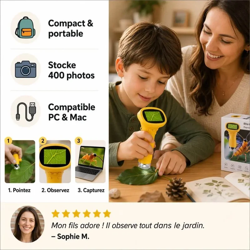 Microscope de Poche Enfant Compact – Dès 4 Ans