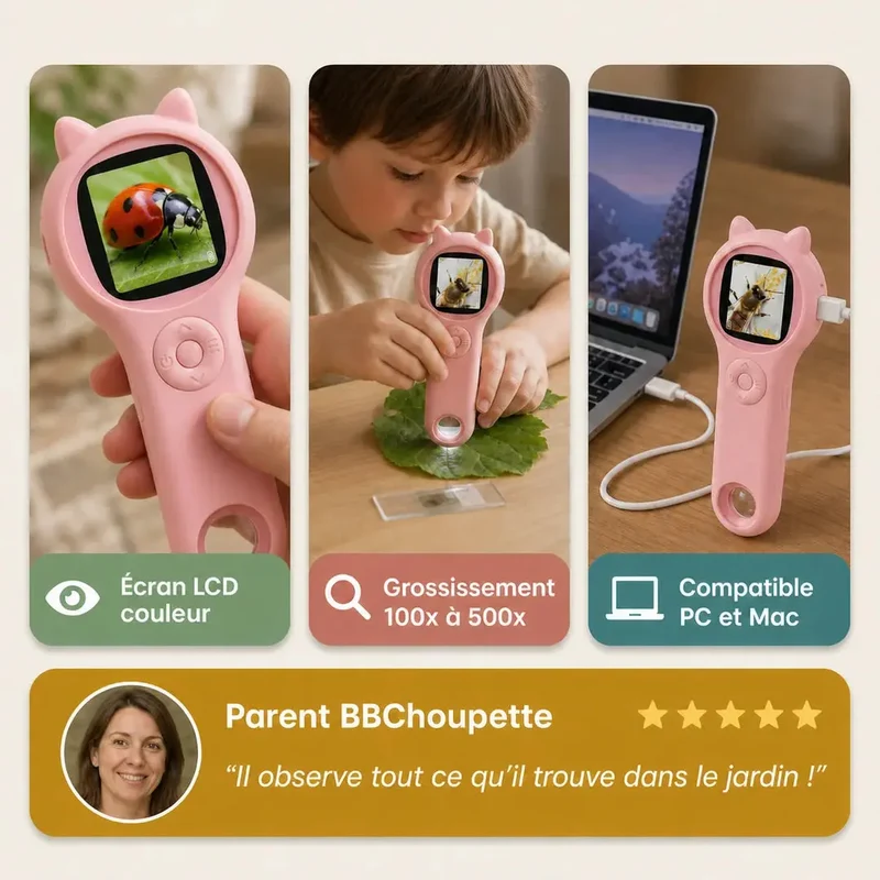 Microscope de Poche Enfant 500x – Dès 4 Ans