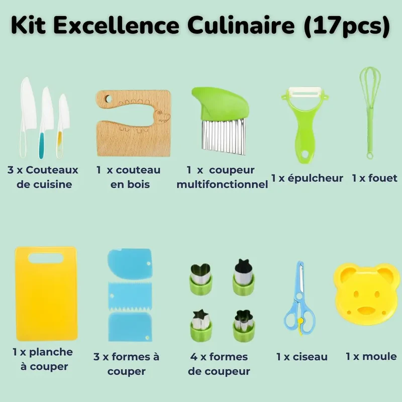Kit Cuisine Enfant Sécurisé - Chef en Herbe™ | Dès 3 ans