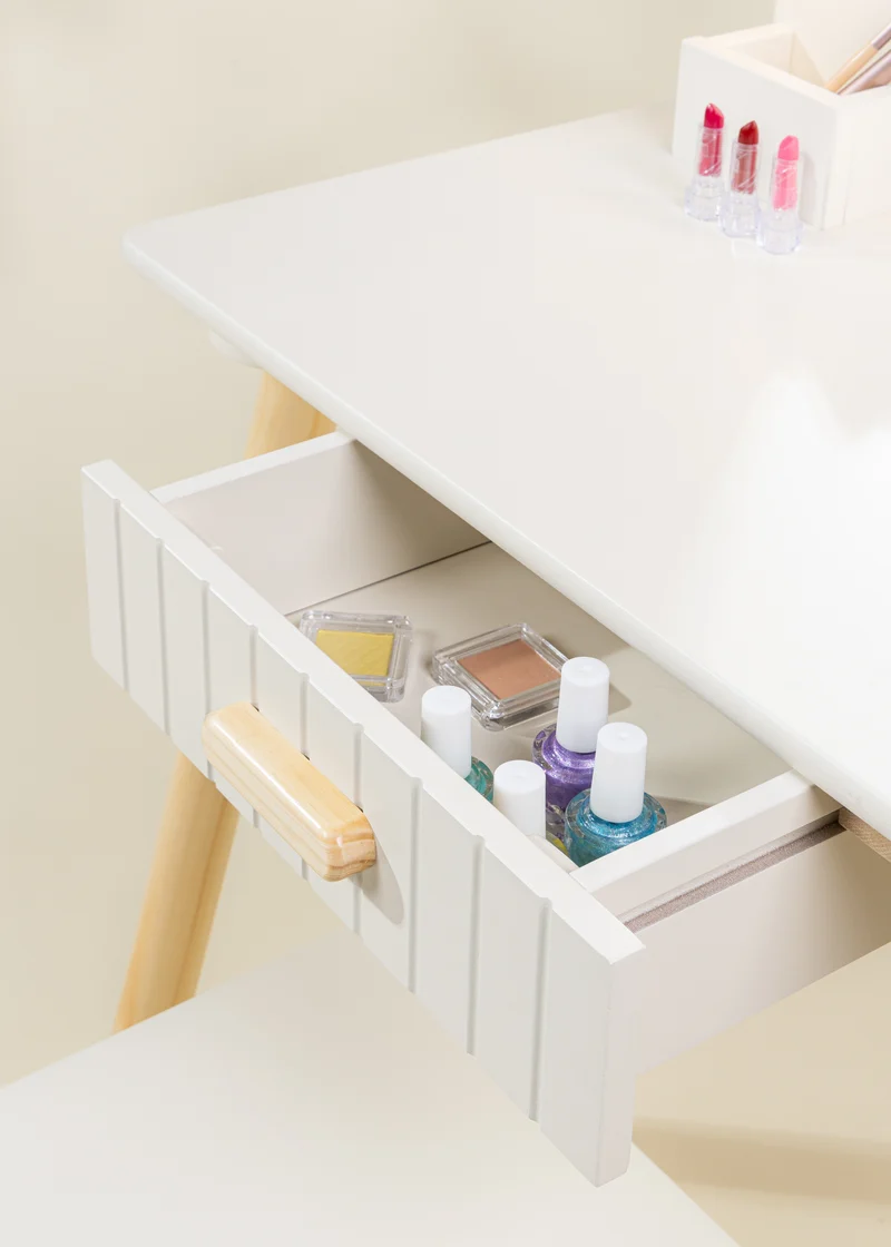 Wooden Play Vanity with Lighted Mirror & Stool