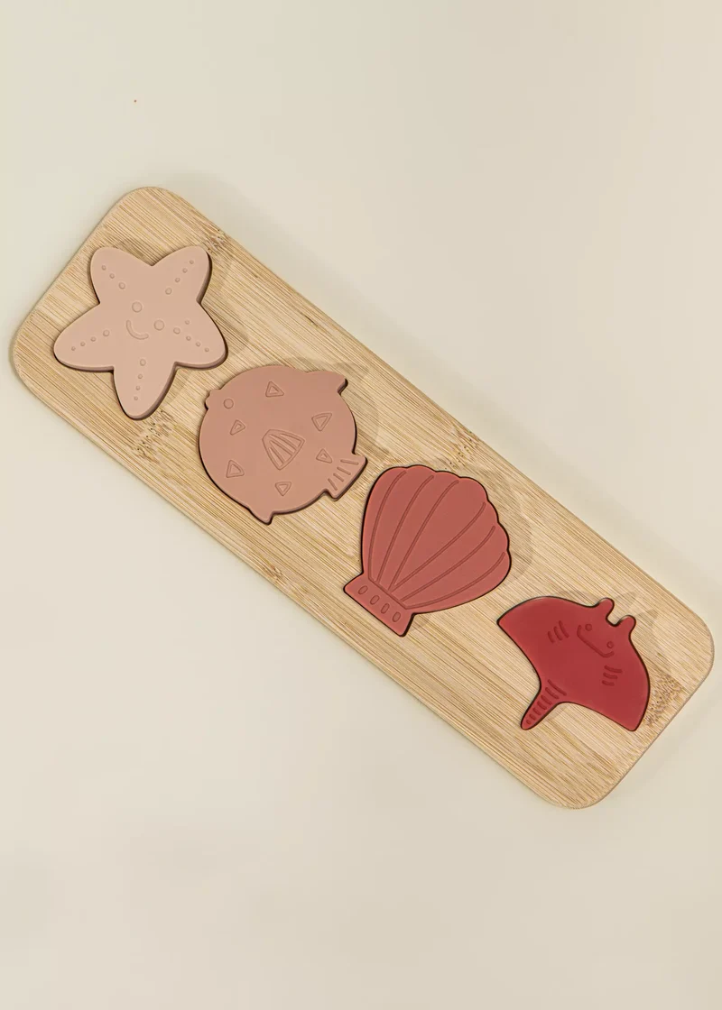 Silicone Puzzle on Wooden Plate - Ocean