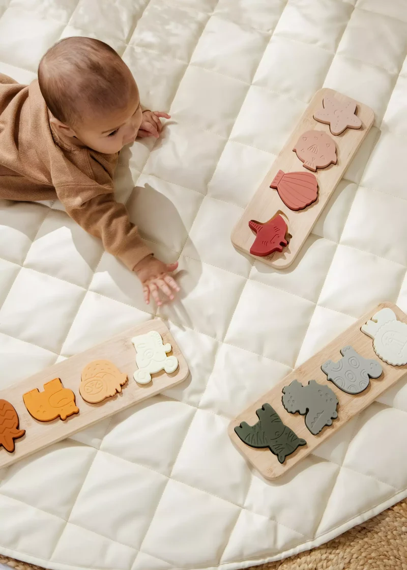 Silicone Puzzle on Wooden Plate - Savana