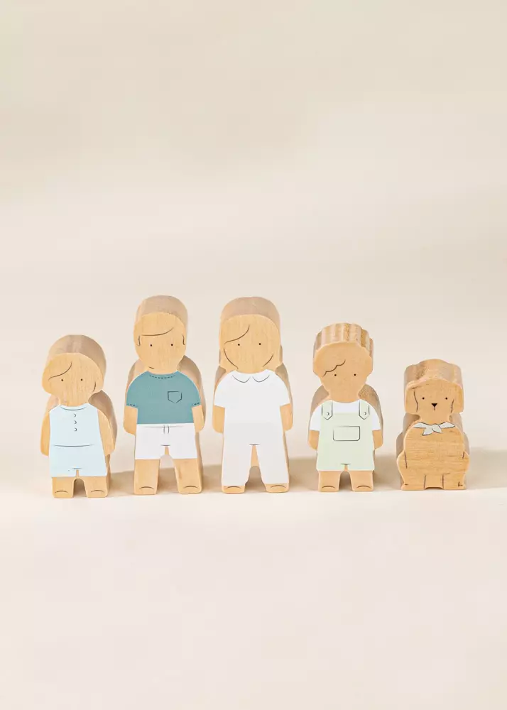 Set of 5 Family Wooden Doll House Characters