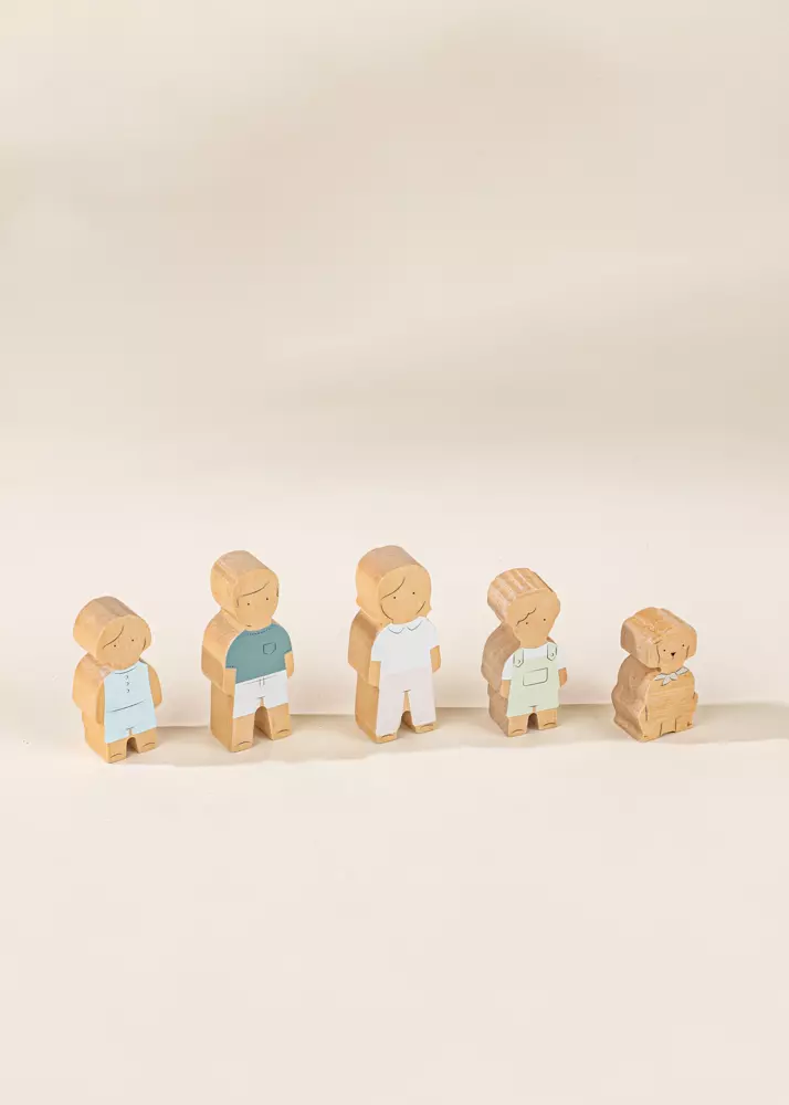 Set of 5 Family Wooden Doll House Characters