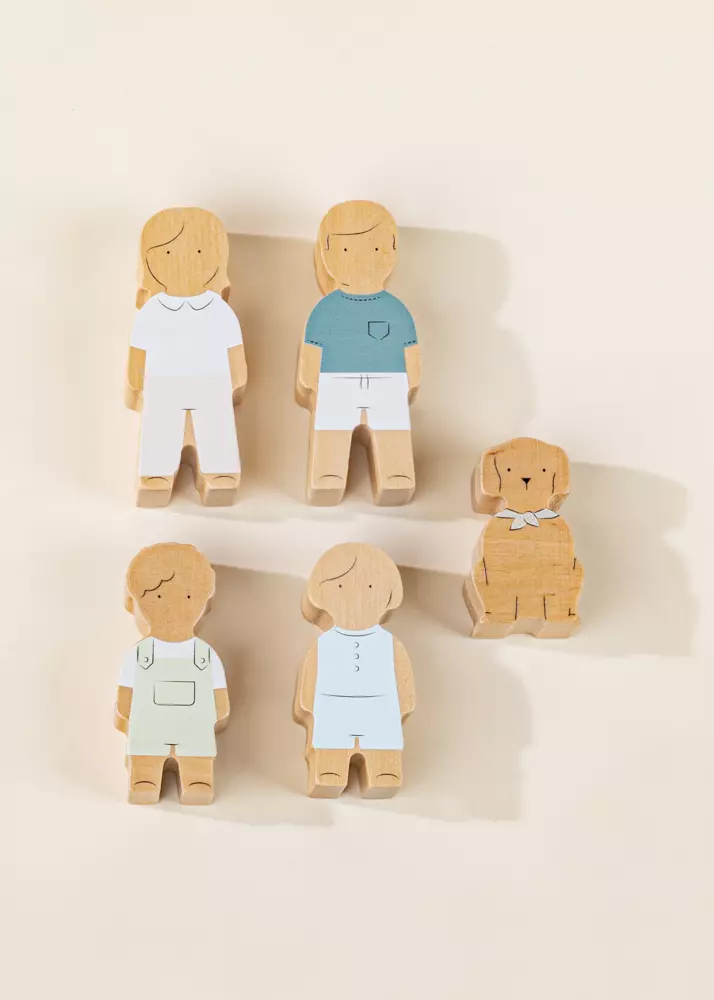 Set of 5 Family Wooden Doll House Characters