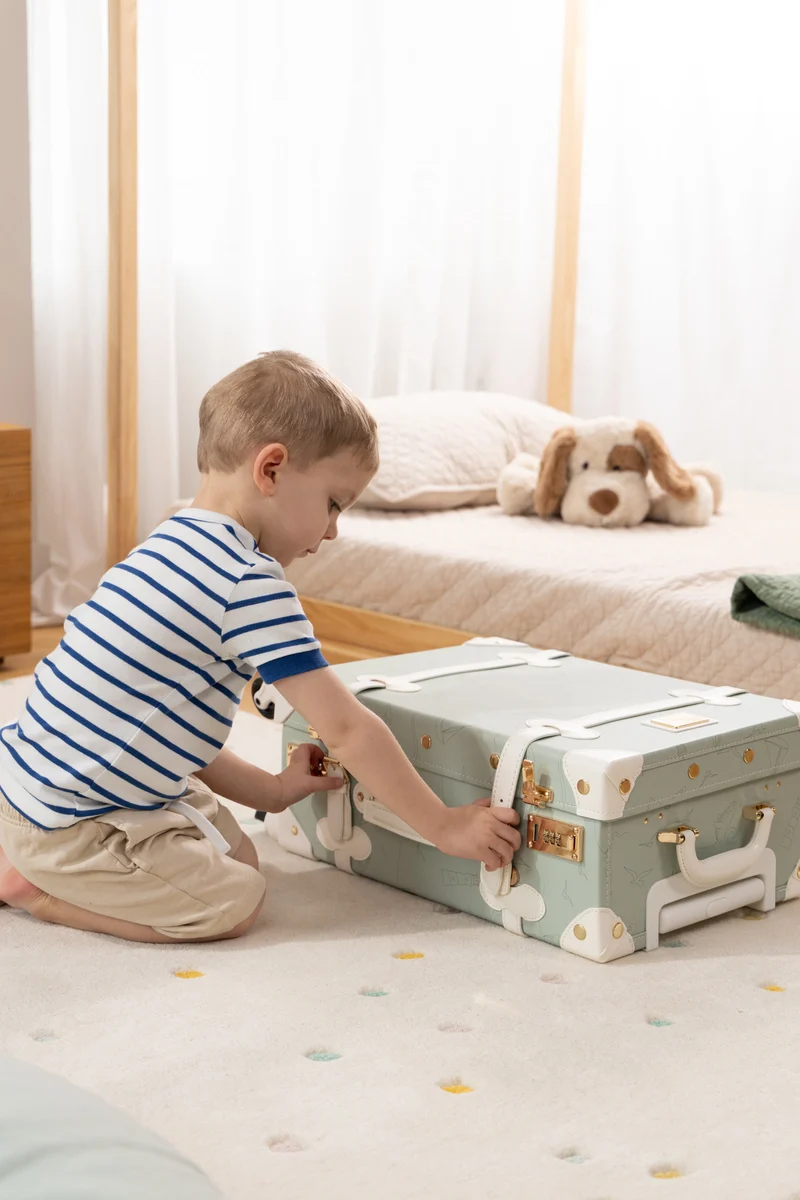 Vegan Leather Carry-On Suitcase - Ocean