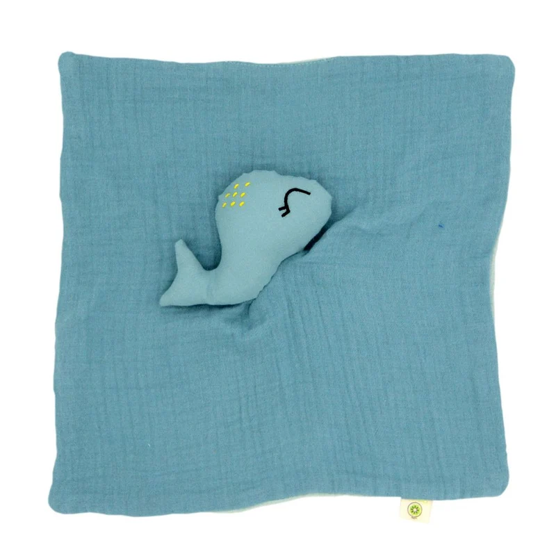 Doudou plat baleine en coton bio