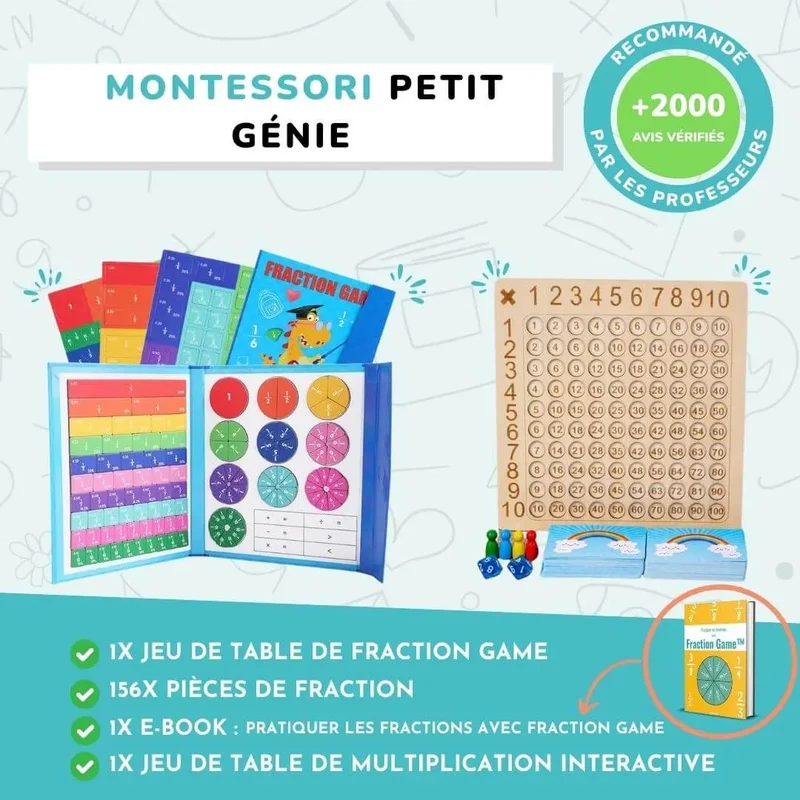 Livre de Fractions Magnétique Montessori - FractionGame™