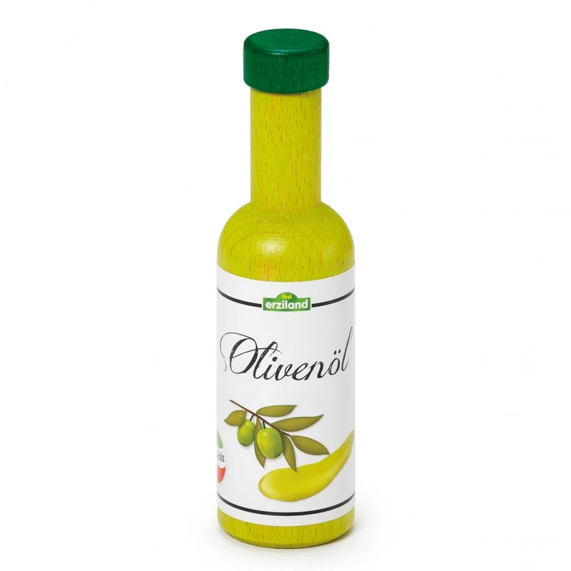 Bouteille d'huile d'olive en bois pour dinette