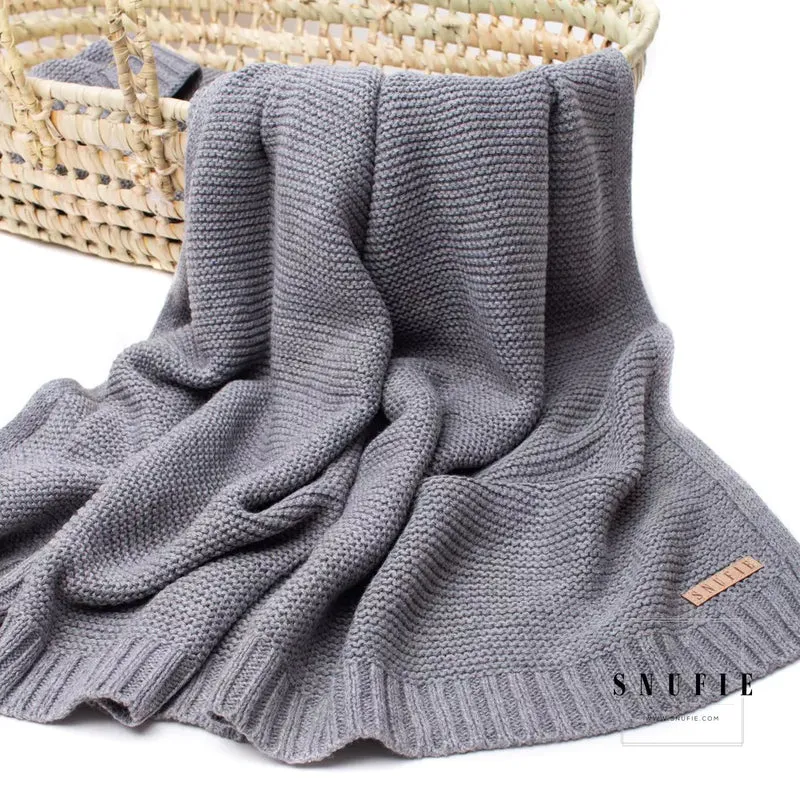 Couverture bébé maille coton gris