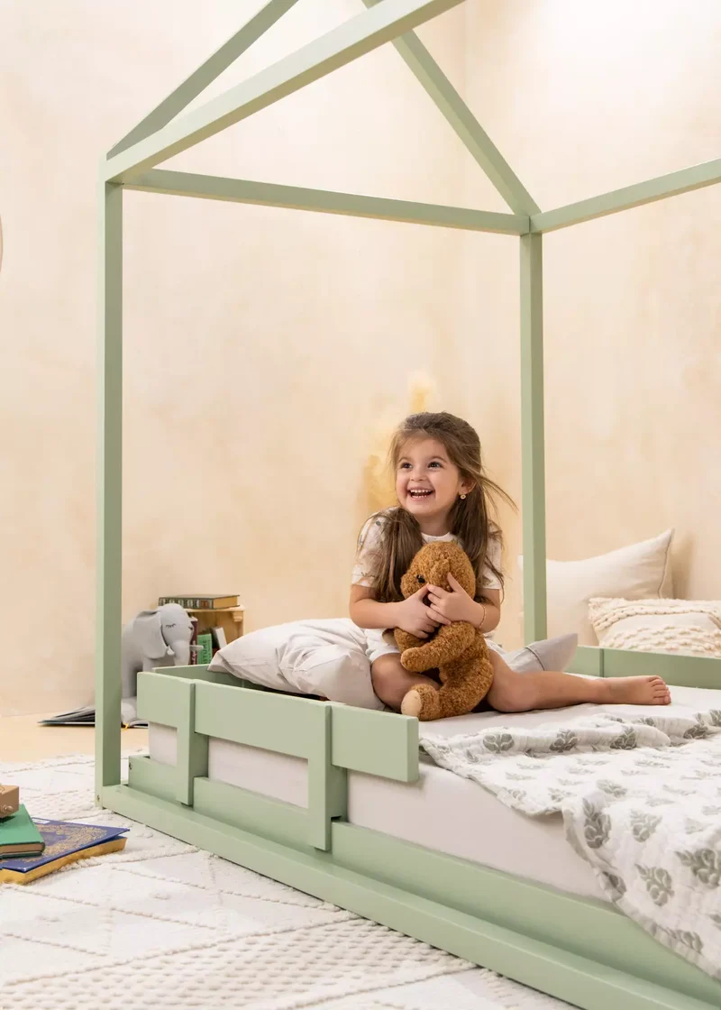 Wooden Bed Frame Rail - Seafoam