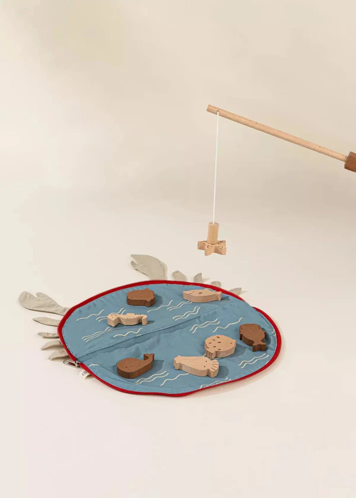 Wooden Fishing Game with Bag