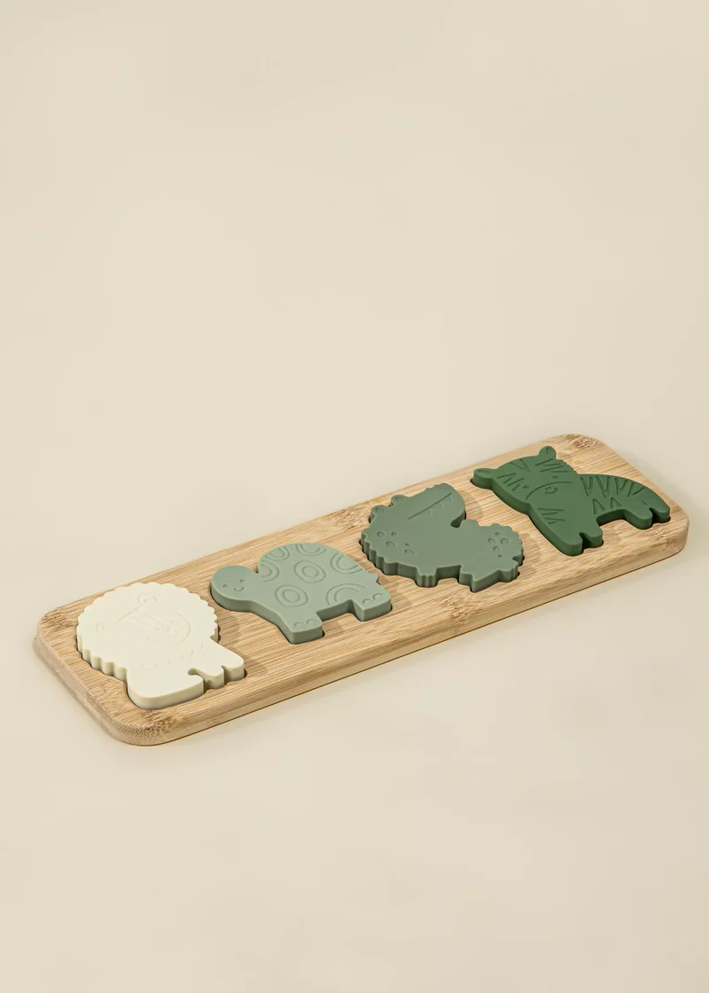 Silicone Puzzle on Wooden Plate - Savana