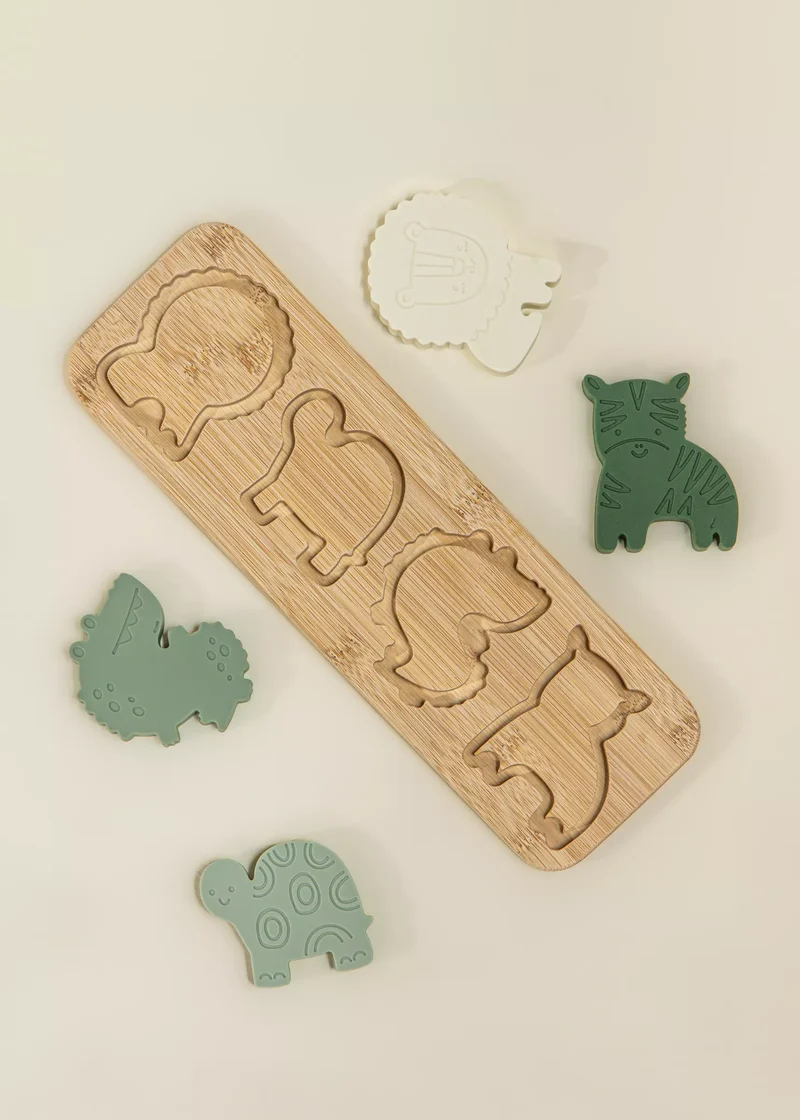 Silicone Puzzle on Wooden Plate - Savana