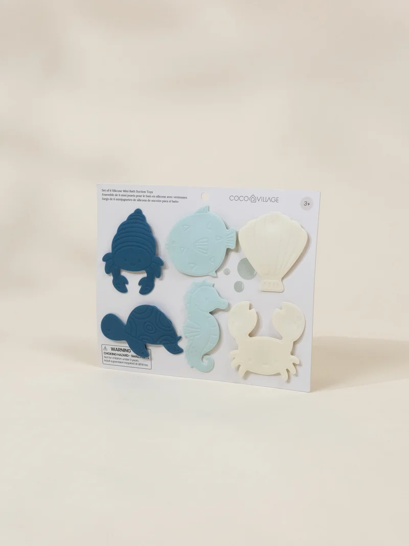 Set of 6 Silicone Mini Bath Suction Toys
