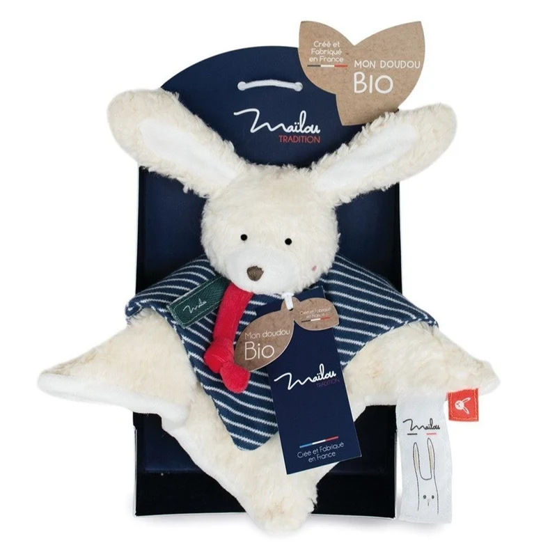 Doudou plat lapin en coton bio