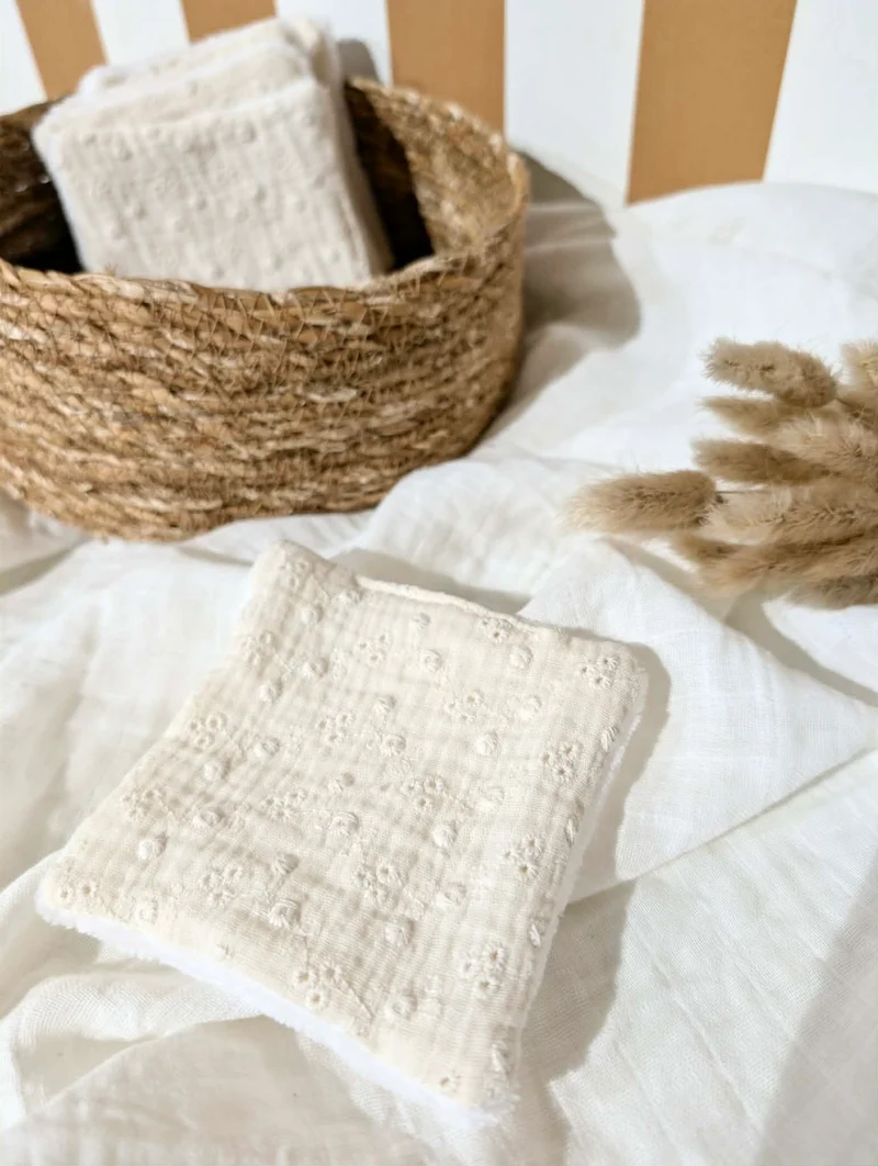 Lingette lavable | Brodé écru
