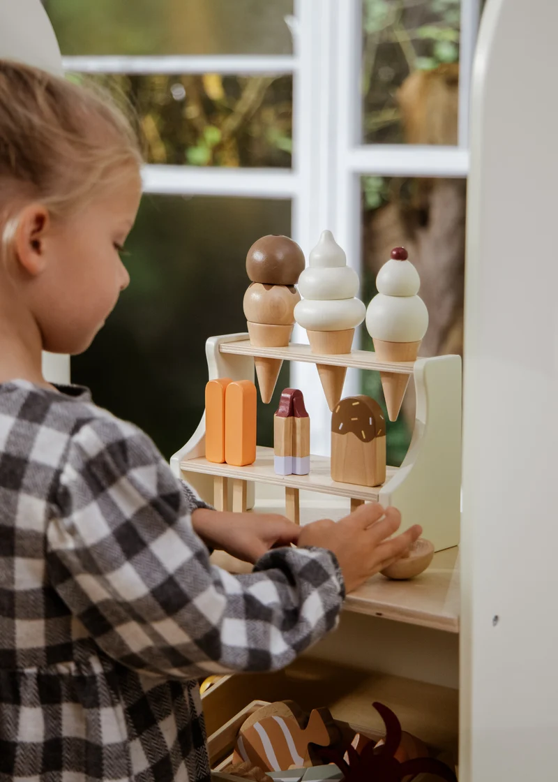 Wooden Ice Cream Stand and Accessories