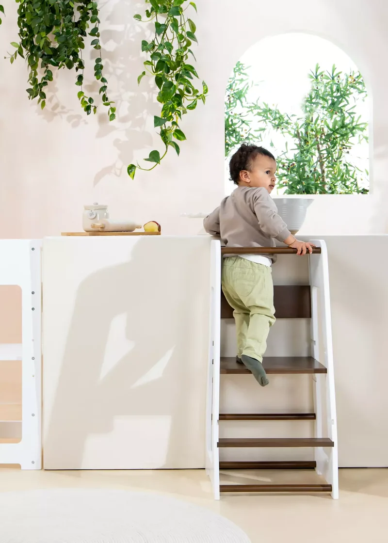 Educational Tower - Walnut & White
